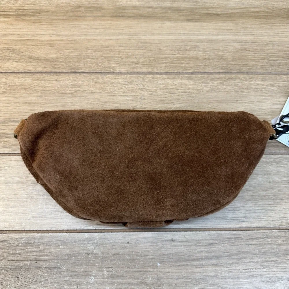 Marlon Made In Italy Fanny Pack Warm Rich Saddle Brown Suede Bag Purse Boho
